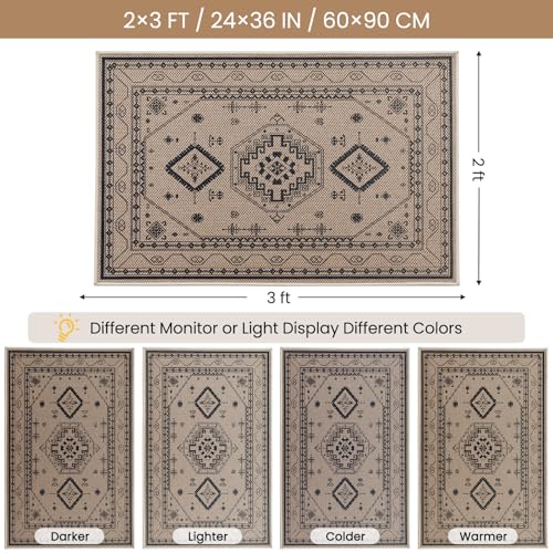 Tapete decorativo boho 2x3 lavable antideslizante miniatura 2