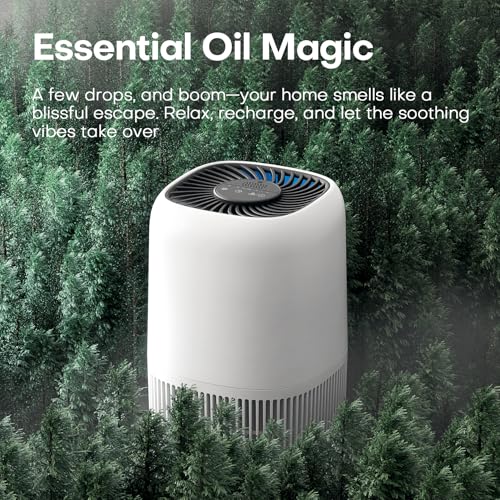 Air Purifiers for Home with H13 True HEPA Filter Up to 1076 Ft² for Pet Hair, Odors, Pollen, Smoke, Compact Air Cleaner with 3 Speeds, Timer, Aroma Quiet 360°Intake Filter, White - Image 7