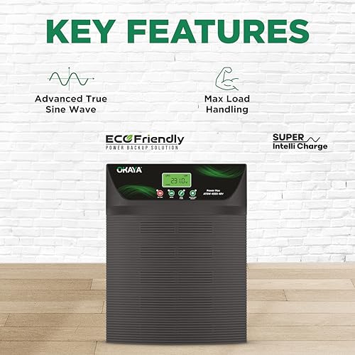 Image of Okaya ATSW 4550 Hi-Capacity Inverter for Home, Office & Shops | 4000VA /48V Pure Sinewave | Reliable Power Backup | Supports 4 Inverter Battery | LED Display | Fast Charging | with 36 Months Warranty