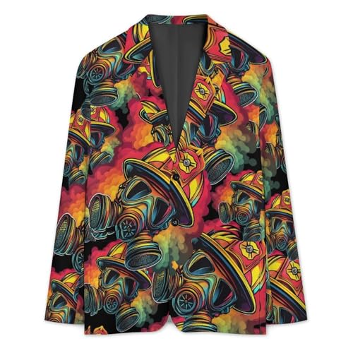 Firemans Firefighter Men's Slim Suit Long-Sleeve Prom Tuxedo Classic Two Button Business Jacket3