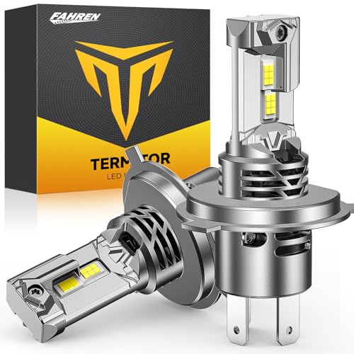 FAHREN Upgraded H4 9003 Light Bulbs, 𝟔𝟓𝟎𝟎𝟎𝐋𝐌 𝟏𝟐𝟎𝟎% 𝐔𝐥𝐭𝐫𝐚 𝐁𝐫𝐢𝐠𝐡𝐭𝐞𝐫 HB2 Bulbs, 6500K White 1:1 Size Perfect Pattern Beam, Plug-N-Play, 70,000+ Long Lifespan, Pack of 2
