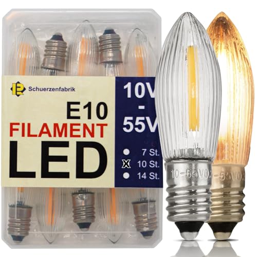 10x E10 LED Spitzkerzen Universal Ersatzbirnen 10 Volt bis 55 Volt...