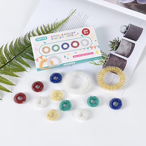 Zqftzq Spiky Sensory Finger Acupressure Rings For Anxiety Spiky Sensory Bracelets Finger Massagers Set Quiet Fidget Sensory Claming Toys Pack For Kids Adults Anxiety Relief And Finger Massager #TOP4