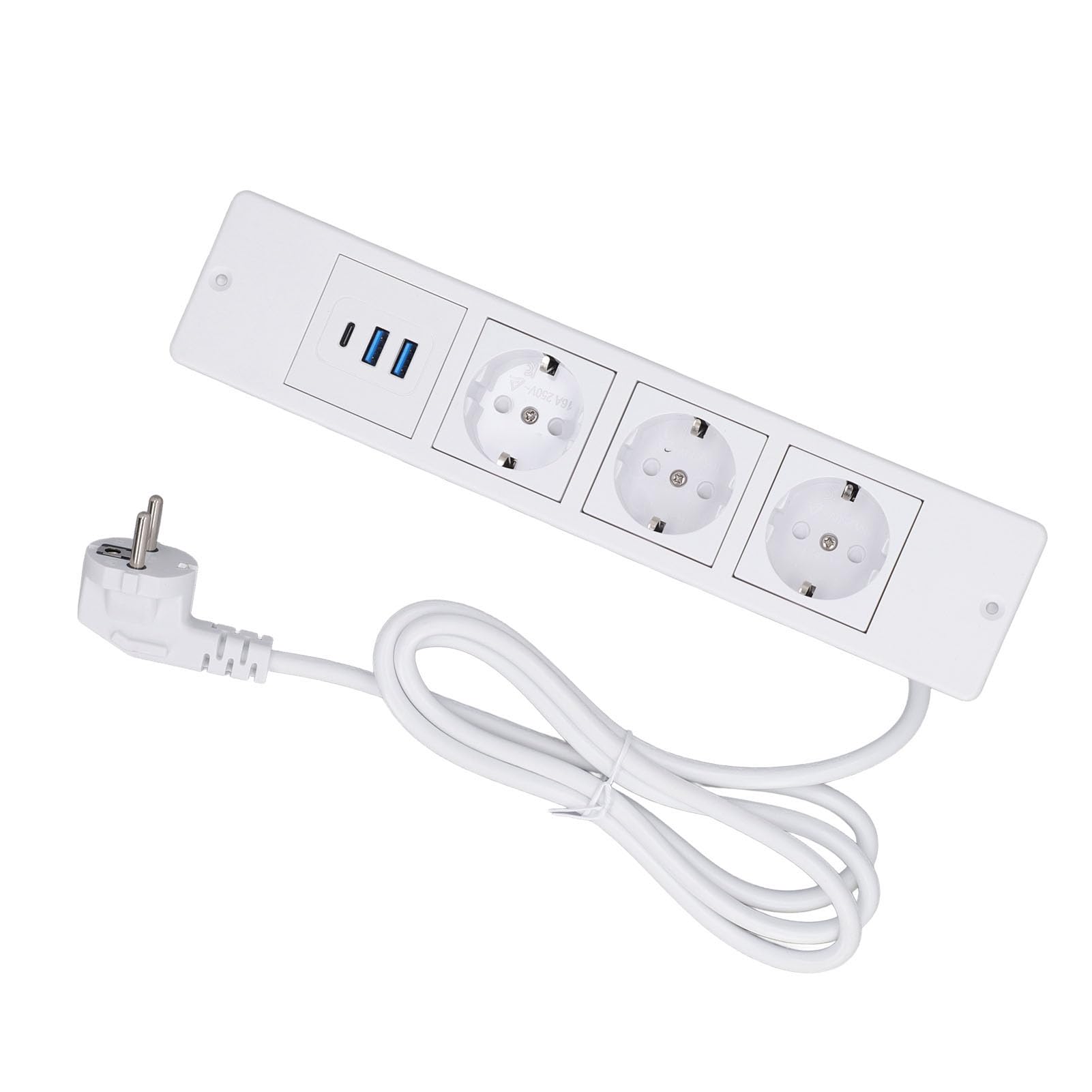 Prise Encastrable avec 3 Prises USB A et USB C Charge Rapide, Ignifuge,