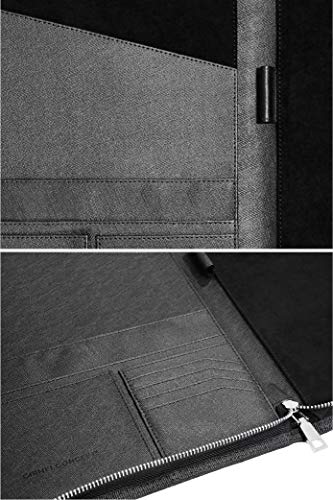 Carmel Concept Professional Padfolio In Vegan Leather. A Slim Portfolio Folder With Zip, Includes A Bonus White Unruled Notepad (Black) #TOP7