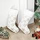 GugnRyAc Große Weihnachtsstrümpfe 4er - 45cm Plüsch Kunstpelz Xmas Stocking mit Schneeflocke, Weihnachtsstrumpf für Kamin Hängende Strümpfe für Weihnachtsdeko (Gold)