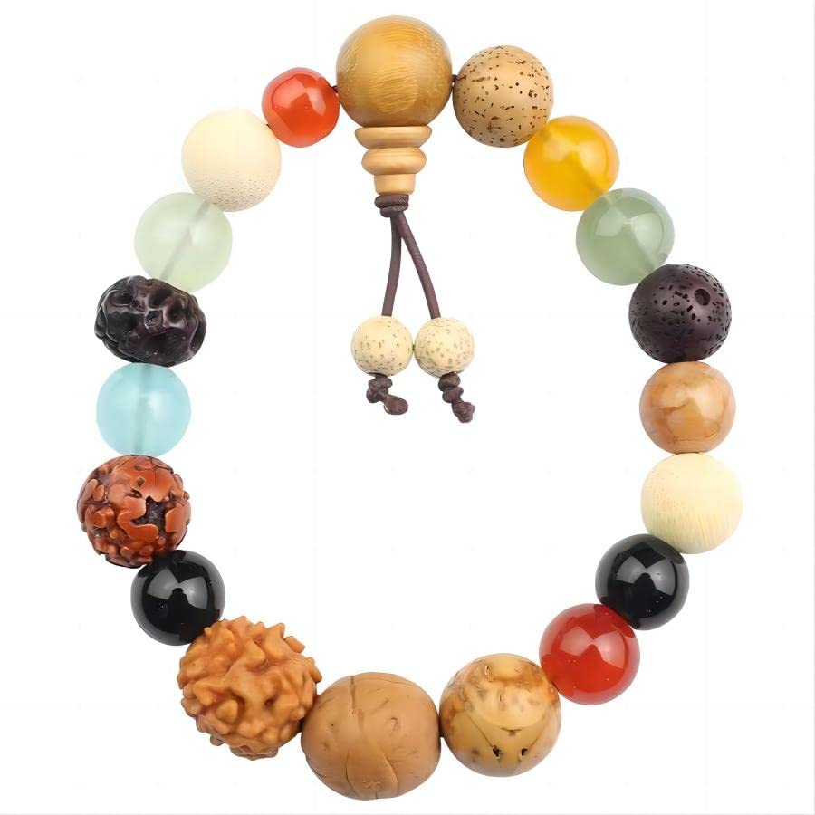 19 Seeds Multi Treasures Bodhi Luck Bracelet Handmade Colorful Beaded Bracelets for Meditation and Yoga Practices - Gifts for Women Men Boys Girls