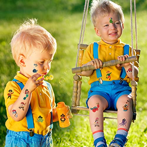 Qpout Pirate Tatouages pour Enfants, Pirate Tatouages Temporaires Autocollants pour Enfants Faux Pirate Fête D'anniversaire Cadeaux Garçons Filles Fête Sac Filler – vue 3