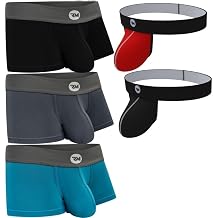 Real Men Bulge Enhancing Underwear 3in Modal 3-Pack 2XL Black/Blue/Grey BUNDLED WITH Lift Pouch Strapless Jocks 2XL Gunmetal Grey AND Red