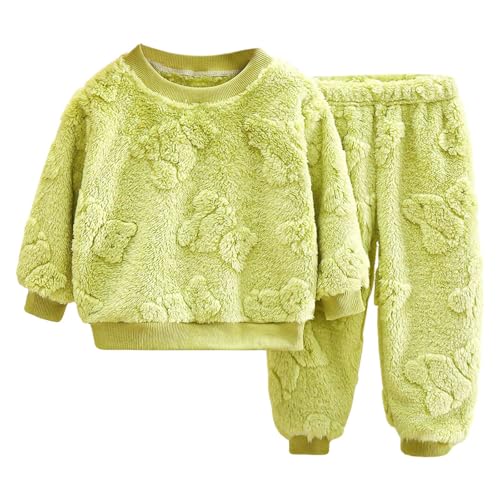 Pijama Invierno de Franela para Niña Conjunto 2Pcs Camiseta Manga Larga y Pantalones Holgados Ropa de Hogar Ropa de Dormir Grueso Caliente Unisex