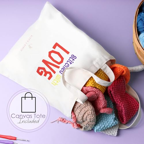 Image of Hearth & Harbor Crochet Kit 114 Piece with 1500 Yards Assorted Yarn Kit, Ergonomic Hooks, Crocheting Instruction, Knitting & Crochet Supplies - Beginner Crochet Kits for Adults, Ideal for Amigurumi