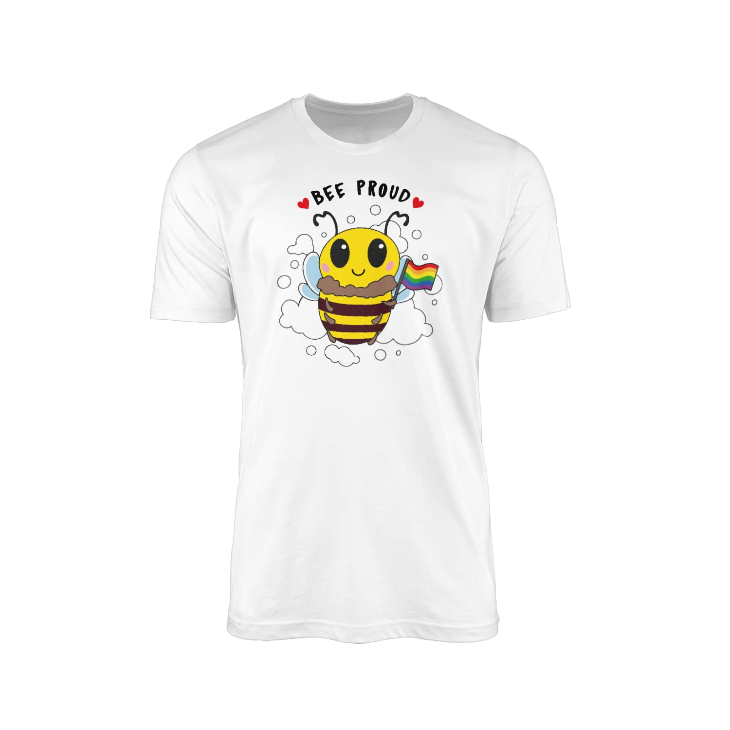 Bee Proud T-Shirt - Novelty Cute Insect LGBT Flag Rainbow Gay Lesbian Transgender Bisexual Women Men Unisex Non-Binary Pansexual Pride Clothing Fashion (White Prime, 5XL)