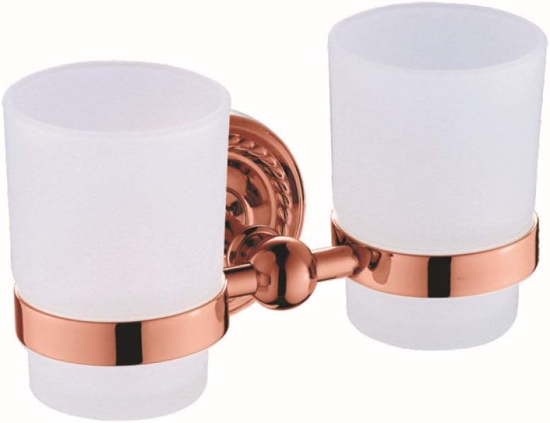 Wall Hanging Ring Antique Rose Gold Bathroom Hardawre Accessories Set Round Base Polished Solid Brass Bath Shelf,Toilet Paper Holder (Toothbrush Holder)