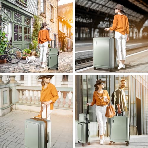 Image of Hard Shell Luggage Sets with Spinner Wheels 4 Piece, Expandable Large Suitcases with TSA Lock, Travel Large Suitcase Set, Sage Green Luggage Set