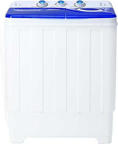 Lavadora portátil de 28 libras con lavado de 18 libras y giro de 10 libras, lavadora de doble tina compacta con bomba de drenaje, mini lavadora