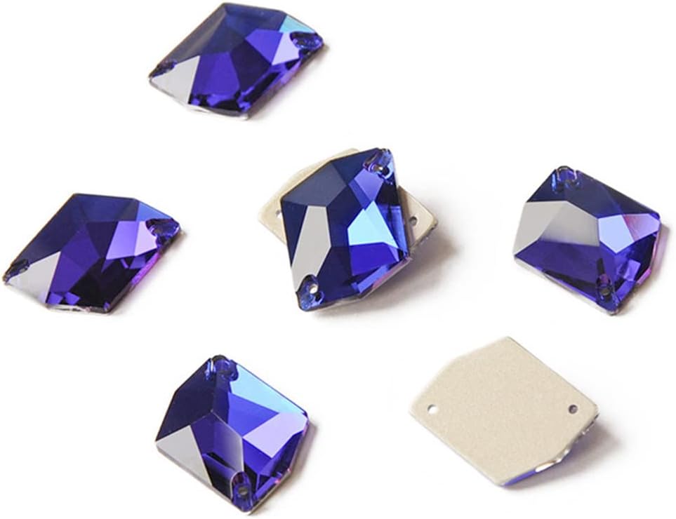 All Color Rhinestones Glass Crystal Sew On Stones Flat Back Strass Dress Rhinestones For Clothing Capri Blue 11x14mm 56Pcs