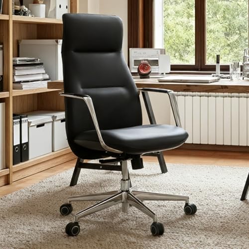 Image of EUREKA ERGONOMIC Royal Slim Executive High Back Black Leather Office Chair, Home Desk Chair for Adults, Big and Tall with Wheels, Swivel Rolling
