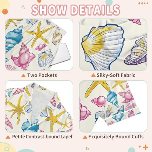 senya Beach Life Elements Satin Summer Pajama Sets Silk Short Sleeve Button Down Sleepwear3