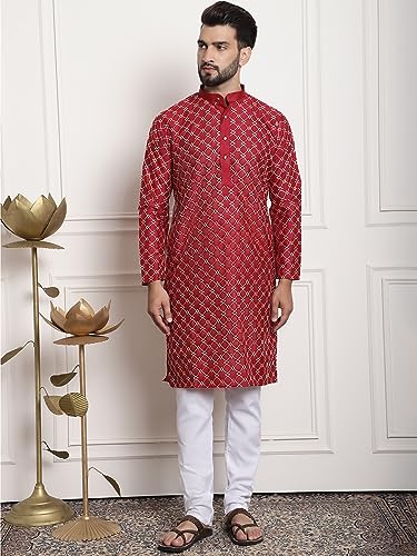 Image of SOJANYA (Since 1958 Men's Silk Blend Kurta and Pyjama with Nehru Jacket