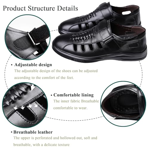 Men's Sport Sandals Leather Adjustable Lightweight Breathable Comfort Walking Sandals for Men Casual Water Beach Hiking Camping2