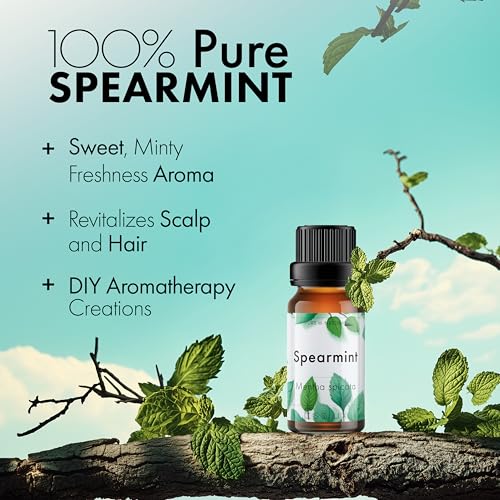Image of Esslux Spearmint Essential Oil - Pure & Natural Undiluted for Aromatherapy & Skin Therapeutic Grade Oil (Undiluted & Uncut - 100% Virgin) - Massage, Candle Making (Spearmint, 120 ML)