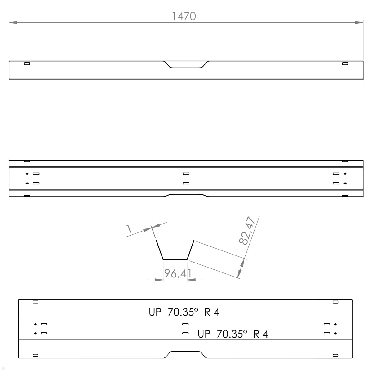 TKK010 Kabelkanal Schreibtisch aufklappbar 147 cm (Silber)