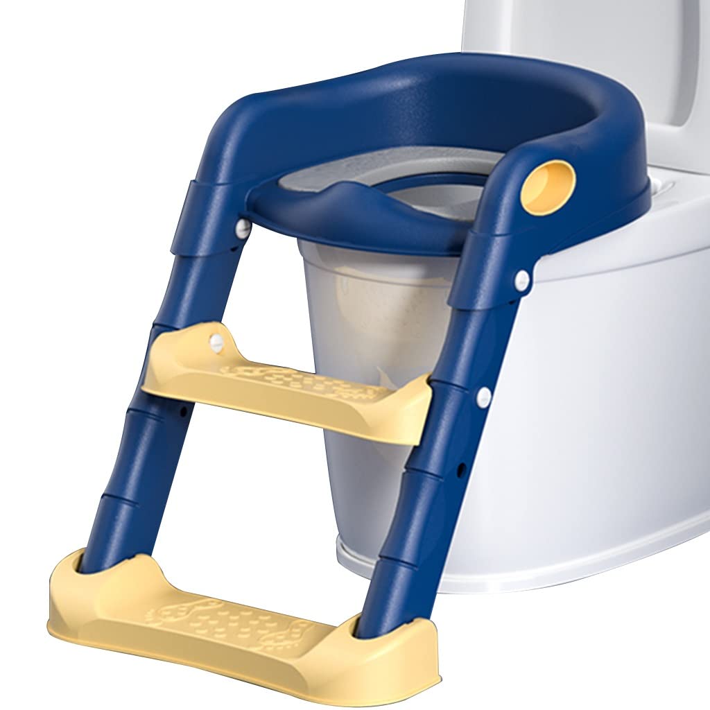Potty with Ladder Steps Collapsible Potty Training Seat for Boys and Girls Adjustable Potty Chair with Splash Guard
