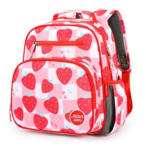mibasies Toddler Backpack for Girls 2-4: Preschool Kindergarten Backpack - Cute Kids Backpacks for Girls - Strawberry Red
