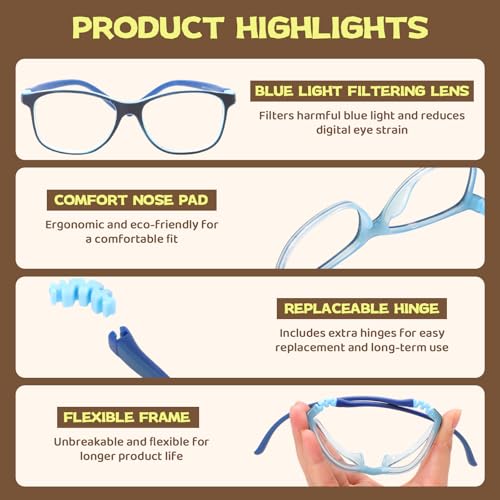 Image of BiBiBear Bluelight Kids Glasses Unbreakable Glasses | TR90 Frame for New Year Gifts, 360 Flexible, Lightweight & Safe Eyeglasses for Kids Age 2-15