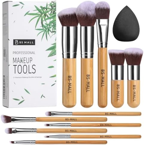 Makeup Brush Set 11Pcs Bamboo Synthetic Kabuki Brush