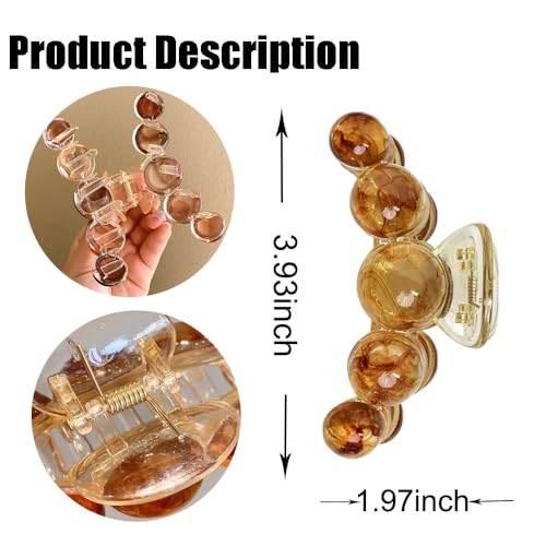 Pinza grande para el cabello con perlas color ámbar miniatura 3