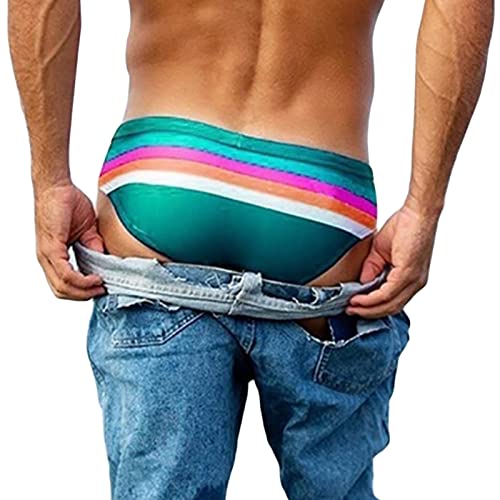 JEShifangjiusu Men'S Sexy Swim Trunks Skinny Low Rise Swimming Briefs Bikini Stripe Board Shorts Swimwear Surfing Short
