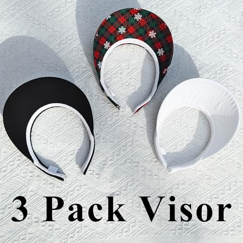 Image of 3 Pack Sports Sun Visor Hat Women Men Adjustable Clip On Visors Outdoor Golf Beach Cap