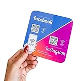 2-in-1 Social Media Sign, Social Page Review Ins FB Acrylic NFC Tap or Scan QR Code Plate Display For Your Business Retail Shops Social Media Plate Barb Eyelash Nail Shop Decoration