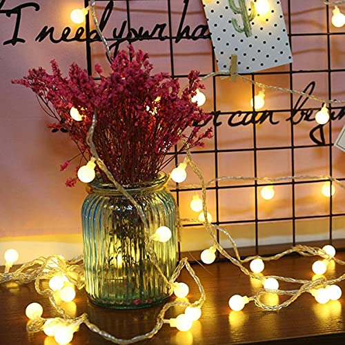 Image of Desidiya 16 Snowball LED Curtain String Window Lights Indoor /Outdoor Decoration for Diwali, Christmas, Wedding, Party, Home, Patio Lawn with Corded Electric Plug Supply (Warm White - Pack of 1)