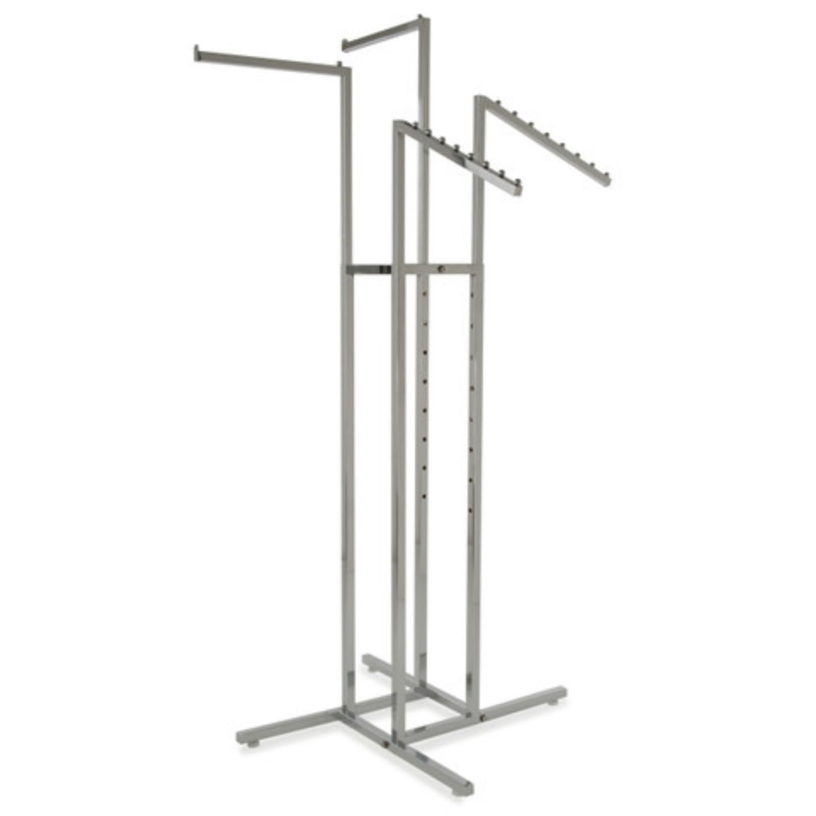 Heavy Duty Chrome Clothes Rail Display Stand - 2 Straight & 2 Sloping Arms โ image 1