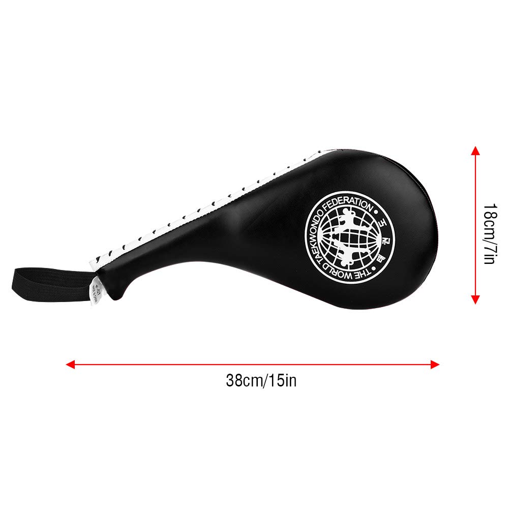 BORDSTRACT Taekwondo Kick Pads, Confezione da 2 Imbottiture in Pelle PU E Spugna Ad Alta Densità Kickboxing Striking Pad, Attrezzatura da Allenamento Per Karate, TKD, Arti Marziali, Dojo(Nero)
