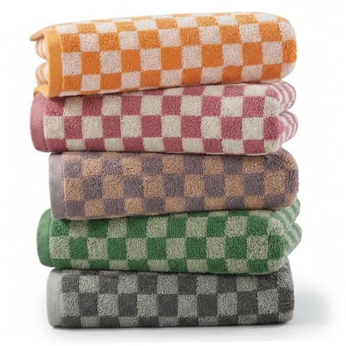 Serviettes de bain à carreaux en coton doux de qualité supérieure - 2
