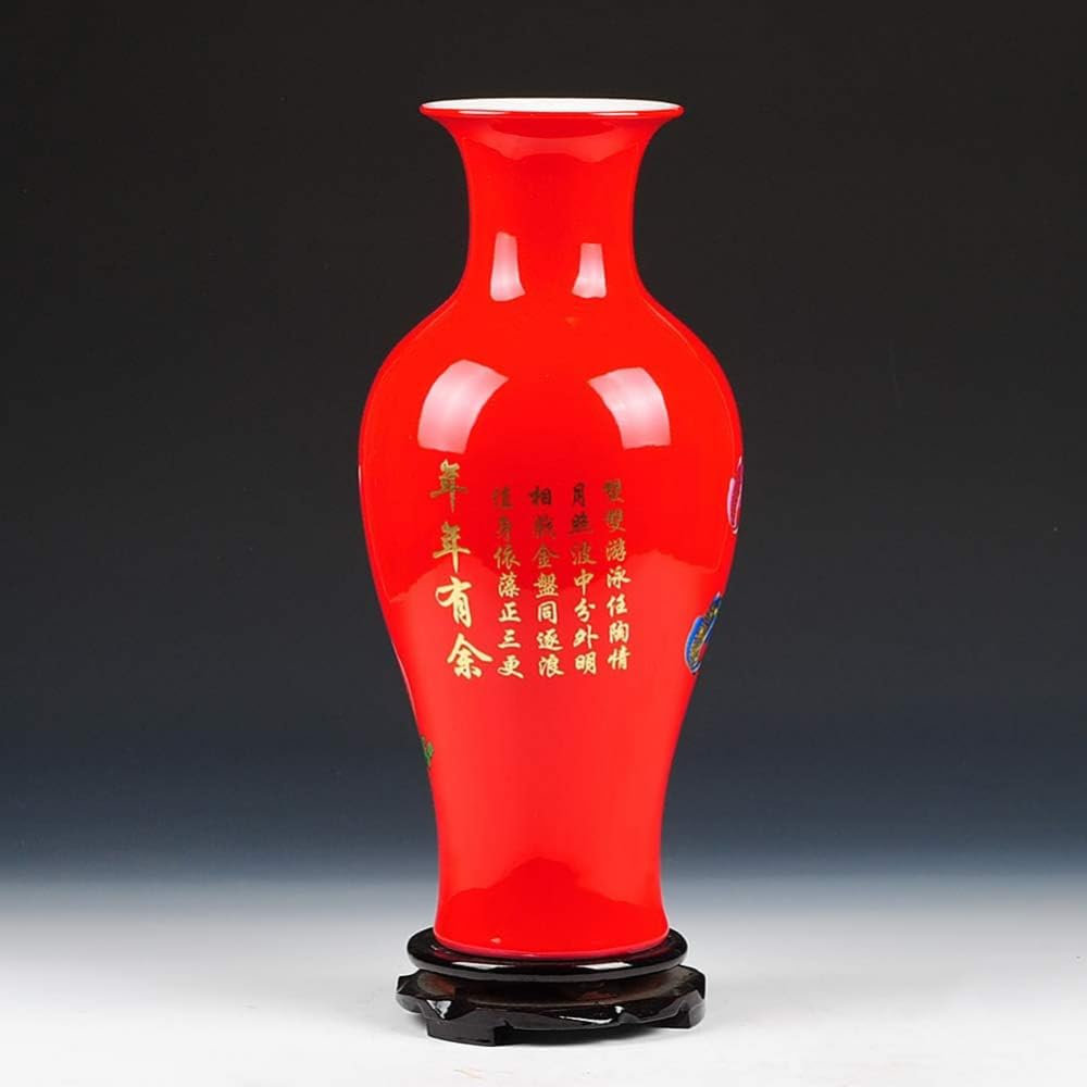 赤い陶器の花瓶 約30cm Amazon.co.jp: Cuticate セラミック赤い花瓶モダンな