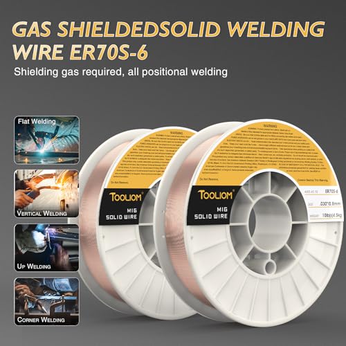 Image of TOOLIOM ER70S-6 0.030 inch Mild Steel MIG Welding Wire 10LB 2PCS | High manganese & silicon for strong welds, minimal spatter, smooth feeding