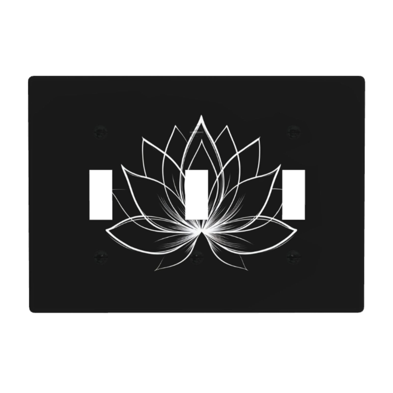 Woshuwo White Lotus Minimalistic Modern Black And Light Switch Covers 3 Gang Triple Toggle Wall Plate Switchplate Electrical Faceplate For Bathroom Kitchen Bedroom Decor