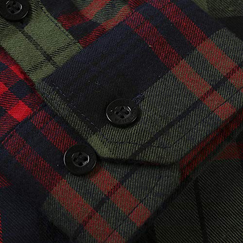 Image of OCHENTA Men's & Boys' Long Sleeve Button Down Plaid Flannel Shirt