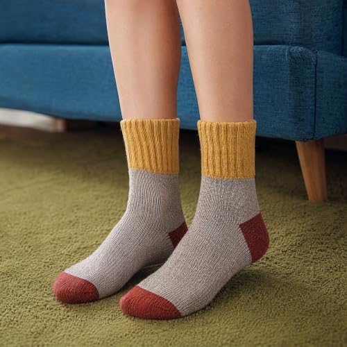 Image of Winter Women Socks 5 Pairs Vintage Wool Casual Thermal Crew Socks