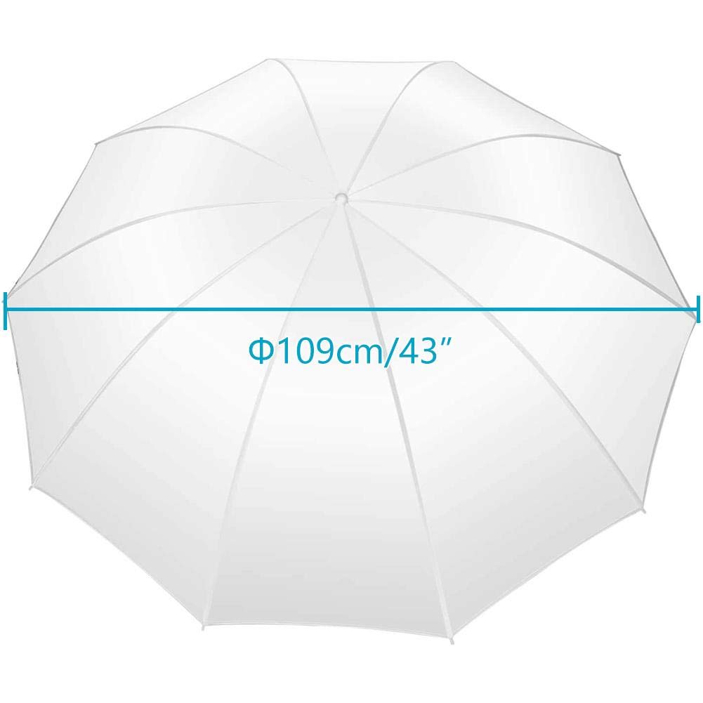 2X Fotografía Profesional 43'' 109cm Paraguas Fotográfia Blanco Translúcido Studio Iluminación de Flash Reflectante Translúcido Blanco Suave Paraguas