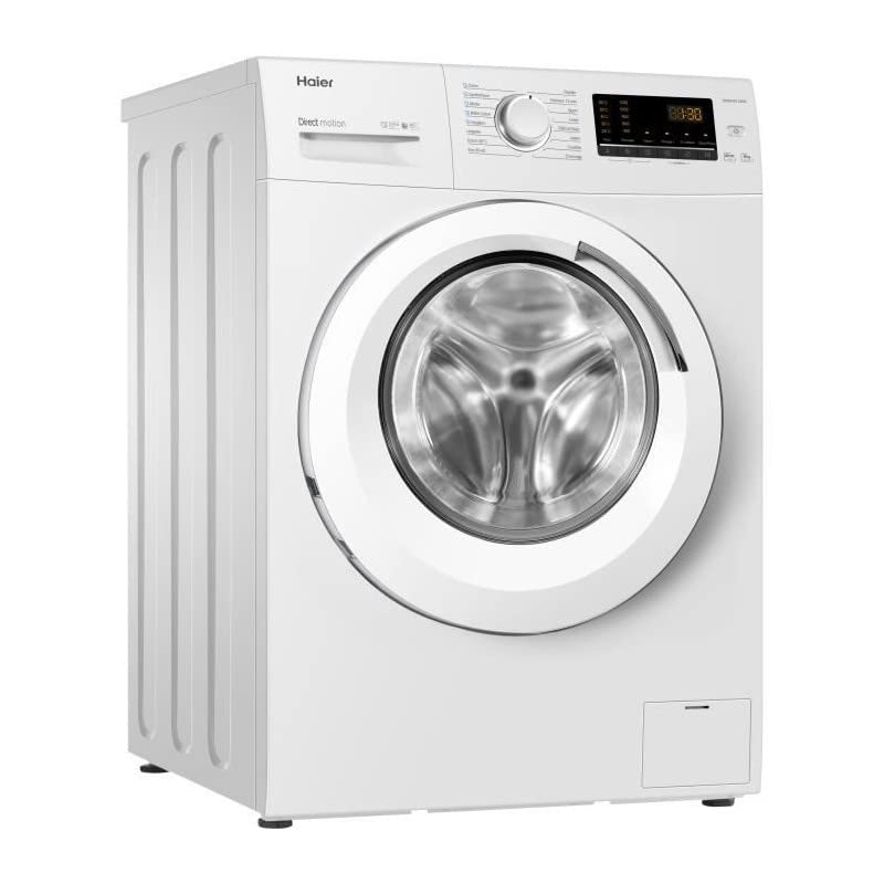 HAIER Lave-linge hublot HW80-B1239N-FR - 8 kg - Direct motion - 1200 trs/min - Vapeur - Classe A - Traitement anti-bactérien
