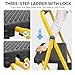 TICONN 3 Step Ladder, Heavy Duty Foldable Step Stool, Portable Steel Folding Stool for Household Garage Storage (Yellow)