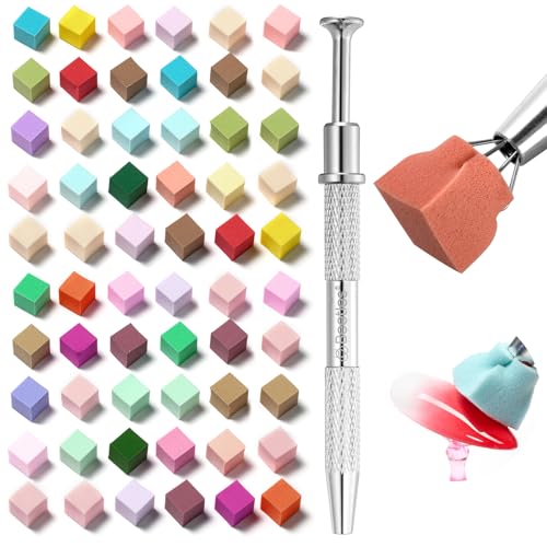 Beetles 204Pcs Soft Nail Sponges for Ombre, Colorful Nail Art Sponges With Grabbing Pen, Gradient...