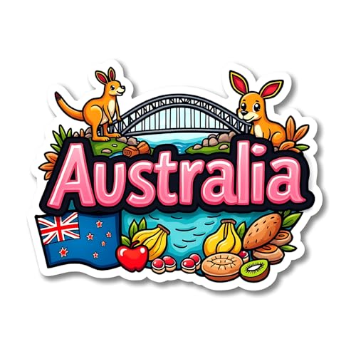 Image of Naxon Australia Country Theme Souvenir Wooden Refrigerator Stylish Fridge Magnet - Fridge Decoration Magnet for Kitchen & Home Decor | Perfect Souvenir Gift | Size 3x3 Inches | Pack of 1