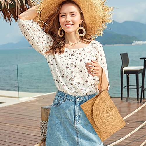 Straw Clutch Purse for Women Woven Rattan Envelope Bag Crossbody Wallet Handbags Shoulder Tote Bags for Summer - Image 3
