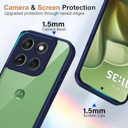 Image of Kapa Hawkeye Clear Slim Tough Back Cover for Motorola G86 Power 5G | Camera Lens Protector Anti Yellow Shockproof Clear Hybrid Case Cover (Blue Sides)